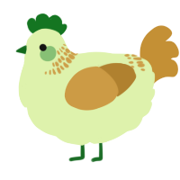 A apple and gold chicken with a neck-band pattern