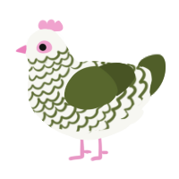A white and olive chicken with a lace pattern