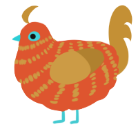 A vermilion and gold chicken with a bar pattern