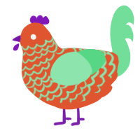A vermilion and spring chicken with a lace pattern