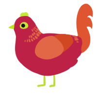 A crimson and vermilion chicken with a neck-band pattern