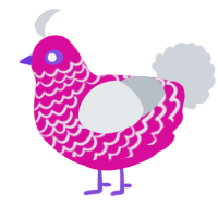A fuchsia and mist chicken with a lace pattern