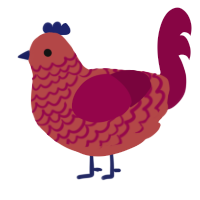 meatloaf, a red and maroon chicken with a lace pattern