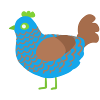 A sky and brown chicken with a lace pattern