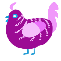 A plum and lavender chicken with a half-bar pattern