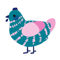 (unnamed), a sea and pink chicken with a bar pattern