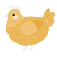 A honey chicken with a head pattern
