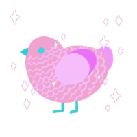 A pink and lavender chicken with a lace pattern
