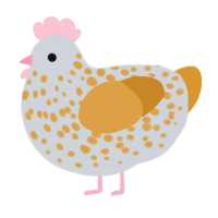 A mist and orange chicken with a speckle pattern