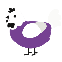 A violet and white chicken with a head pattern