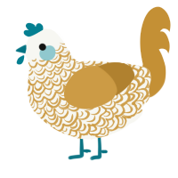 A white and gold chicken with a double-lace pattern