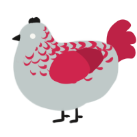 A silver and crimson chicken with a half-lace pattern