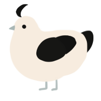A cream and black chicken