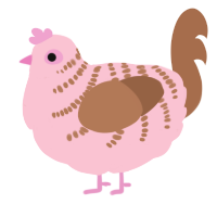 A rose and brown chicken with a half-bar pattern