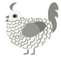 A white and ash chicken with a lace pattern