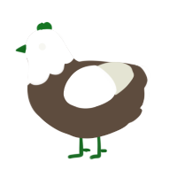 A bark and white chicken with a head pattern
