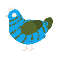 A sky and olive chicken with a bar pattern
