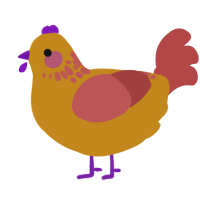 Grape Uncrustable, a ochre and red chicken with a neck-speckle pattern