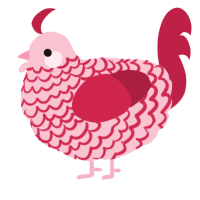 A rose and crimson chicken with a lace pattern
