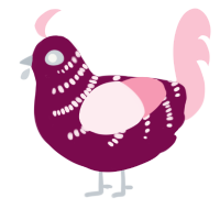 A wine and rose chicken with a half-bar pattern