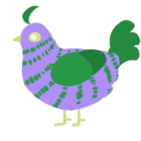 the dab, a lilac and viridian chicken with a bar pattern