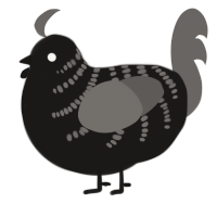 A sable and grey chicken with a half-bar pattern