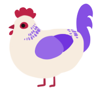 A cream and blurple chicken with a neck-band pattern