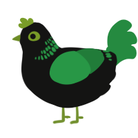 A black and viridian chicken with a neck-band pattern