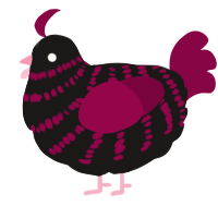 A sable and maroon chicken with a bar pattern