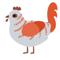 A mist and vermilion chicken with a half-bar pattern
