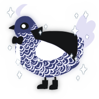 A navy and lilac chicken with a double-lace pattern