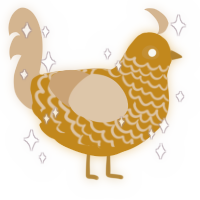 A ochre and beige chicken with a lace pattern