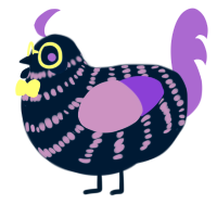 A tumblr and lilac chicken with a bar pattern