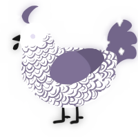 A white and overcast chicken with a double-lace pattern