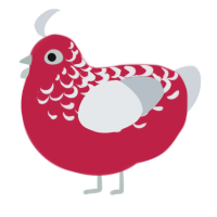 A crimson and mist chicken with a half-lace pattern
