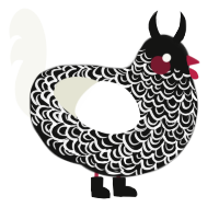 A black and white chicken with a double-lace pattern