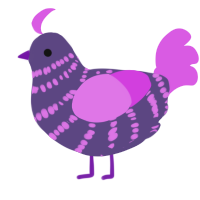 A overcast and orchid chicken with a bar pattern