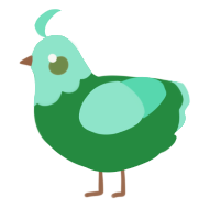 A viridian and mint chicken with a head pattern