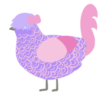 A lilac and pink chicken with a double-lace pattern