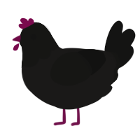 A sable and black chicken with a head pattern