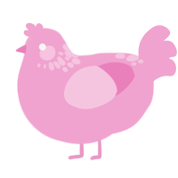 A pink chicken with a neck-speckle pattern