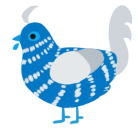 Fashion victim, a sapphire and mist chicken with a bar pattern