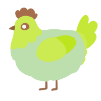 A gluppy and lime chicken with a head pattern