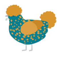 A sea and orange chicken with a speckle pattern