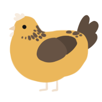 A honey and bark chicken with a neck-speckle pattern