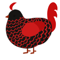A sable and red chicken with a lace pattern