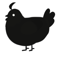 A black chicken with a head pattern