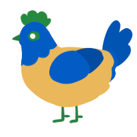 A honey and ultramarine chicken with a head pattern
