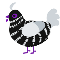 A black and mist chicken with a bar pattern