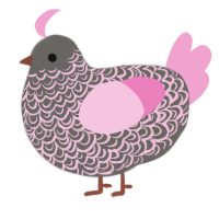 A grey and pink chicken with a double-lace pattern
